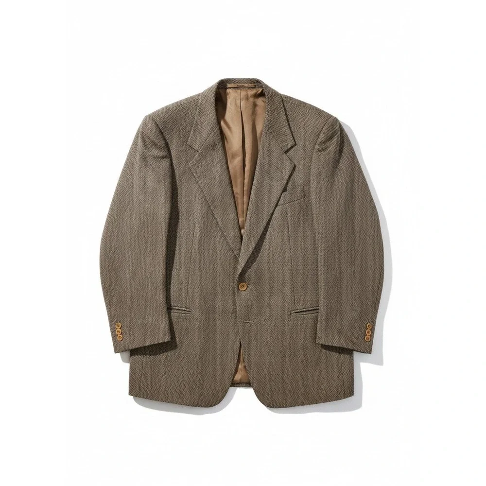 Linea Trussini Nuova Brown Micro Pattern Wool‎ Blazer, Men's 40R Sport Coat